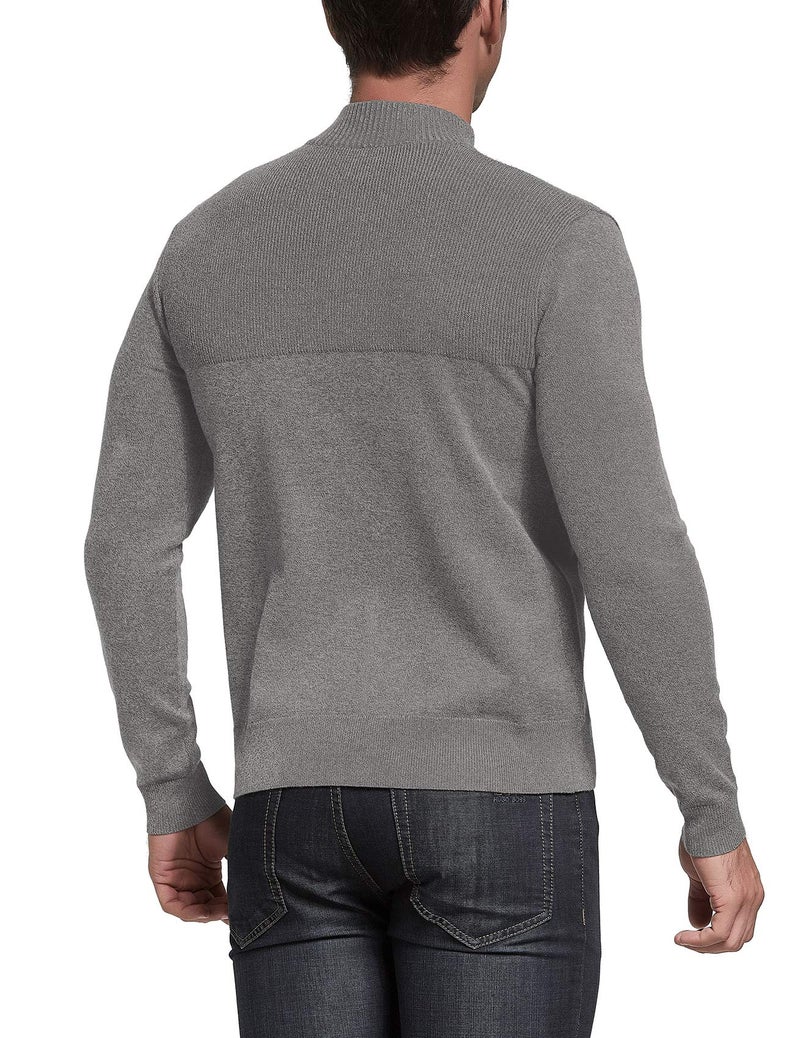 NITAGUT Mens Slim Fit Zip Up Mock Neck Polo Sweater Casual Long Sleeve Sweater and Pullover Sweaters with Ribbing Edge(Grey-L) - Image 4